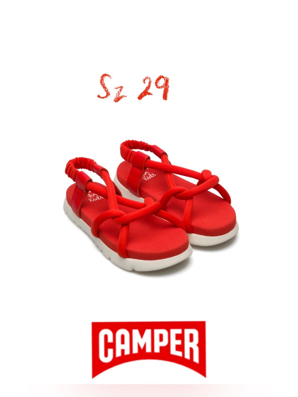 Camper kids sandals sz 29 red ORUGA